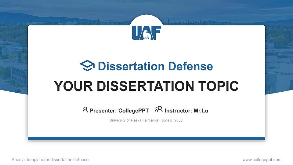 University of Alaska Fairbanks Graduation Thesis Defense PPT Template16:9 ratio PPT effect preview image