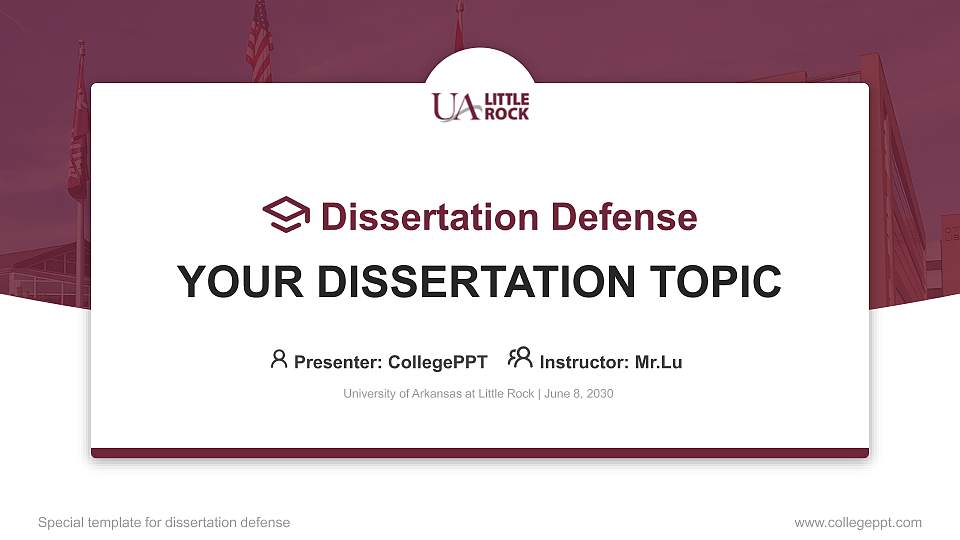 University of Arkansas at Little Rock Graduation Thesis Defense PPT Template16:9 ratio PPT effect preview image