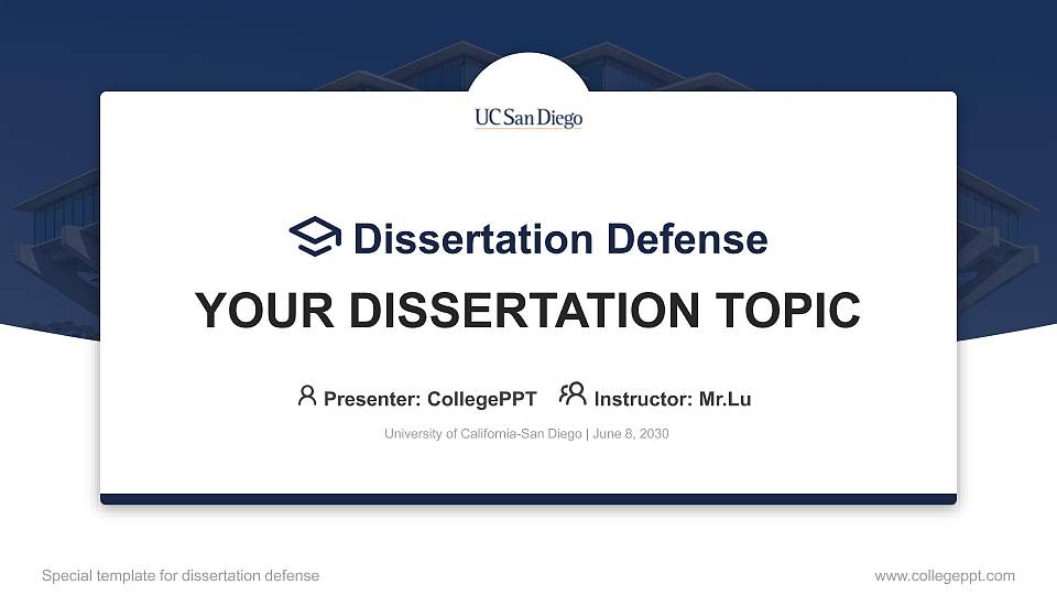 University of California-San Diego Graduation Thesis Defense PPT Template16:9 ratio PPT effect preview image