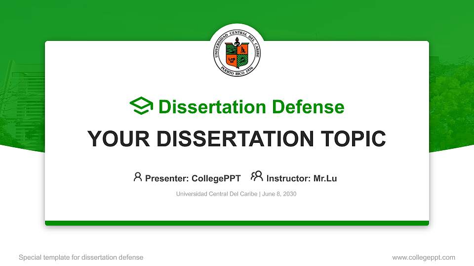 Universidad Central Del Caribe Graduation Thesis Defense PPT Template16:9 ratio PPT effect preview image