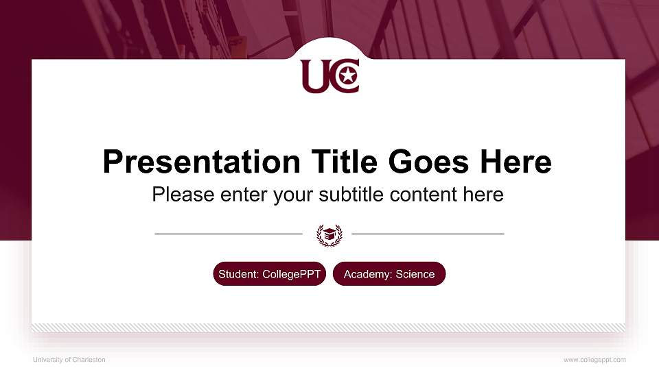 University of Charleston National Scholarship Defense PPT Template16:9 ratio PPT effect preview image