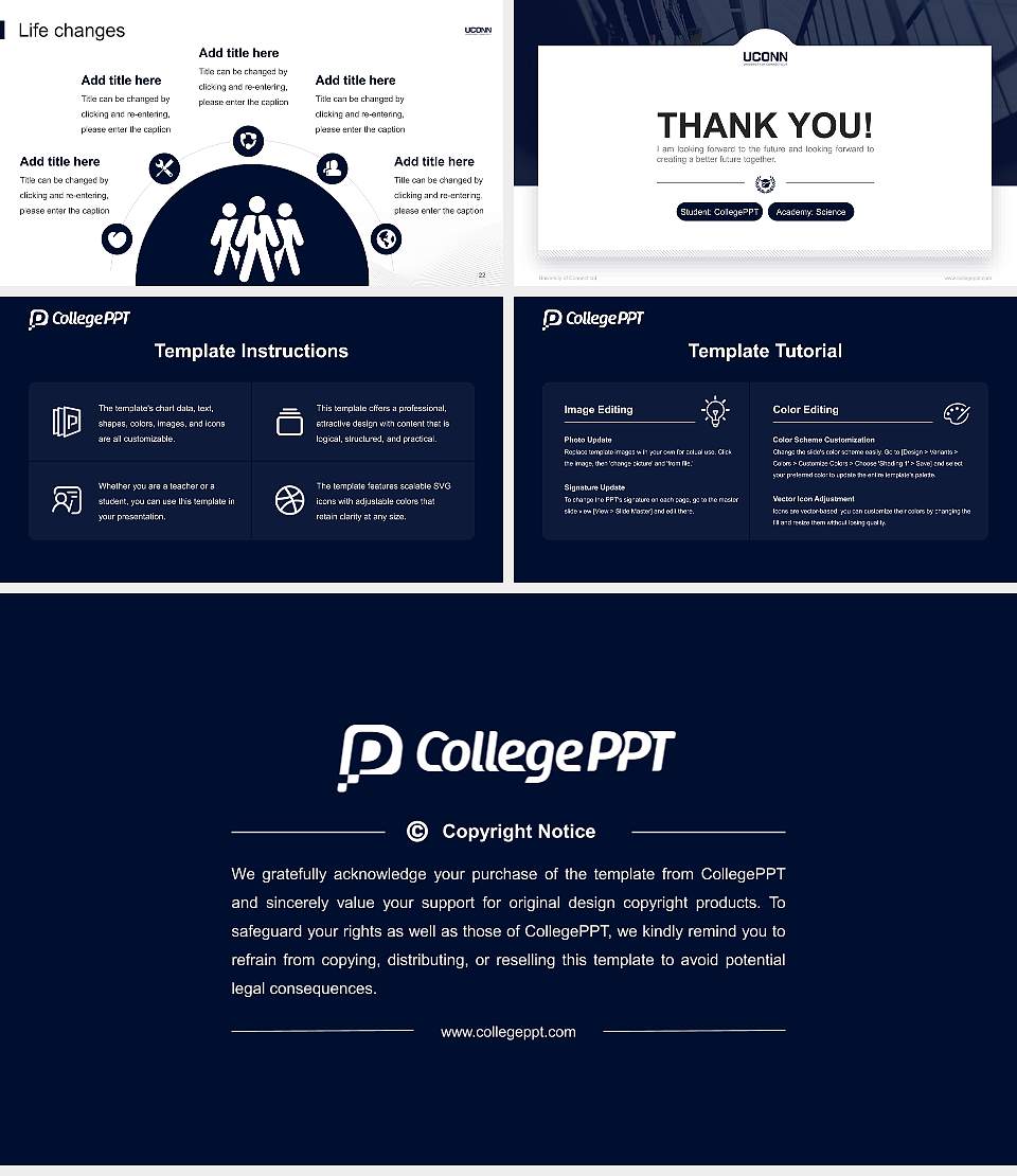 University of Connecticut National Scholarship Defense PPT Template16:9 ratio PPT effect preview image4