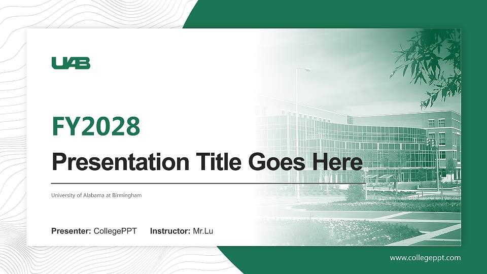 University of Alabama at Birmingham Academic Presentation/Research Findings Report PPT Template16:9 ratio PPT effect preview image