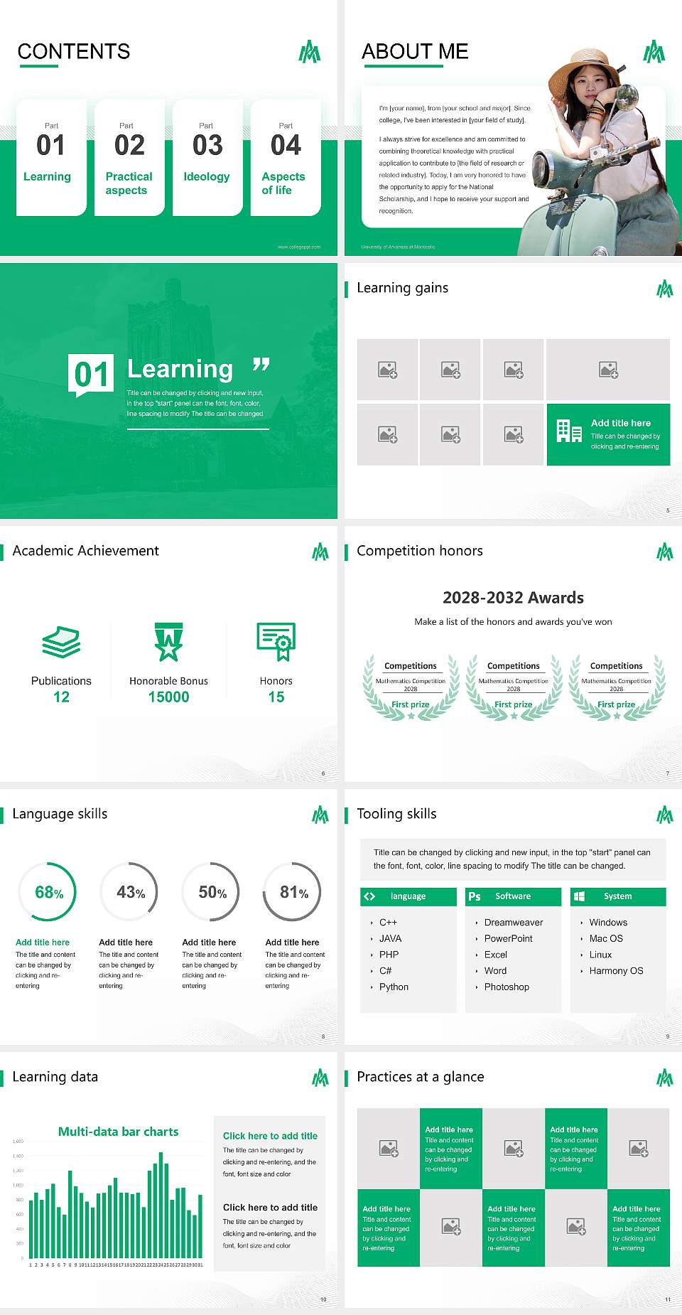 University of Arkansas at Monticello National Scholarship Defense PPT Template4:3 ratio PPT effect preview image2