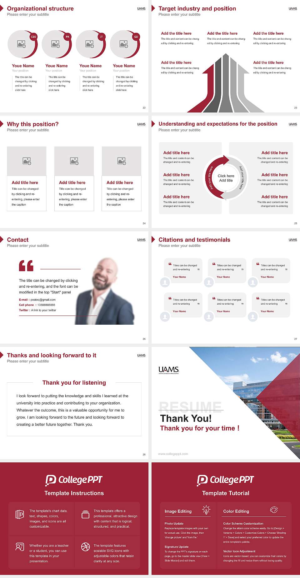 University of Arkansas for Medical Sciences Resume PPT Template4:3 ratio PPT effect preview image4