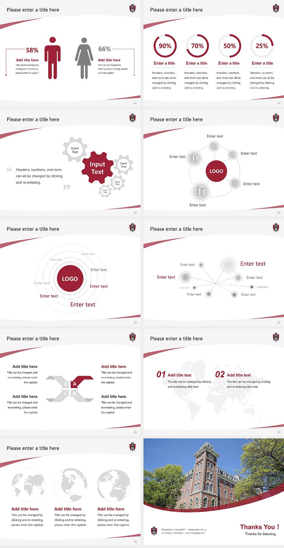 University of Arkansas Course/Courseware Creation PPT Template4:3 ratio PPT effect preview image4