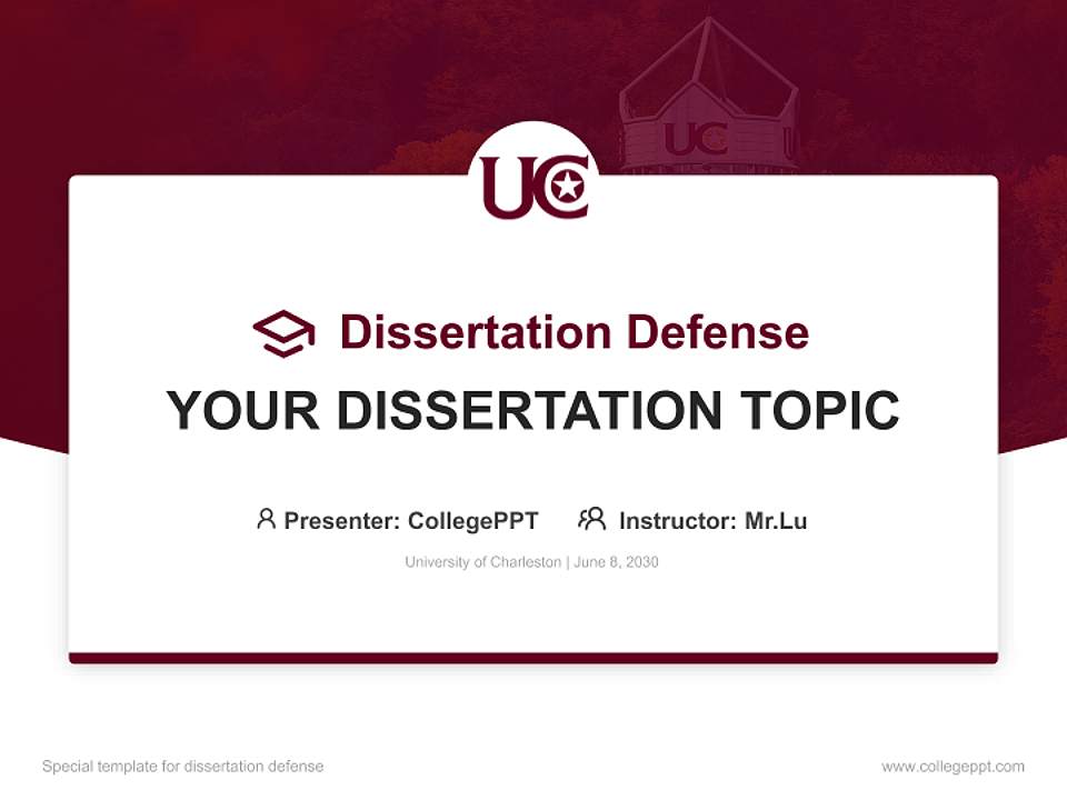 University of Charleston Graduation Thesis Defense PPT Template4:3 ratio PPT effect preview image7