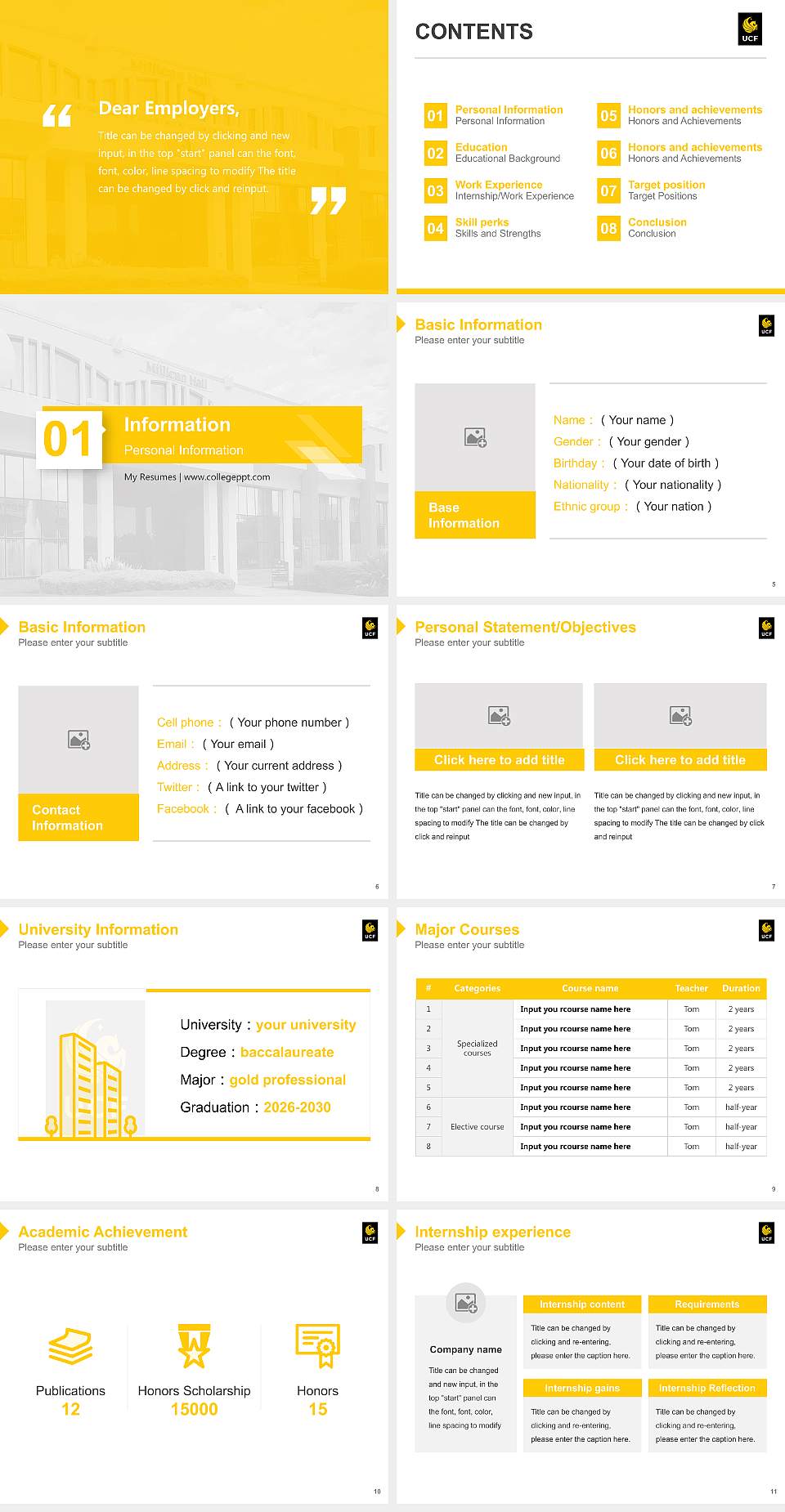 University of Central Florida Resume PPT Template4:3 ratio PPT effect preview image2