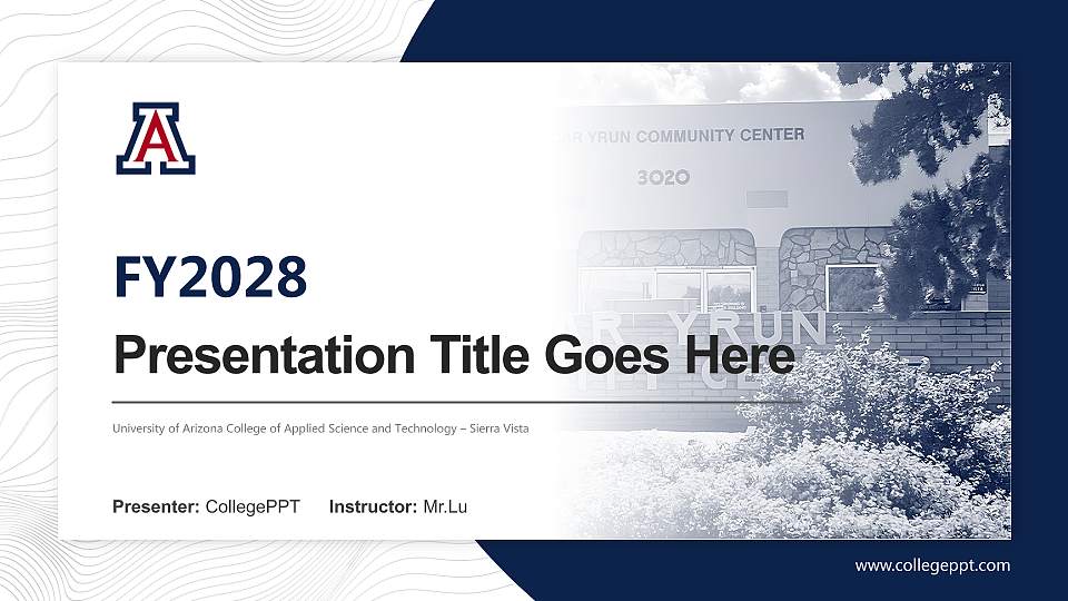 University of Arizona College of Applied Science and Technology – Sierra Vista Academic Presentation/Research Findings Report PPT Template16:9 ratio PPT effect preview image