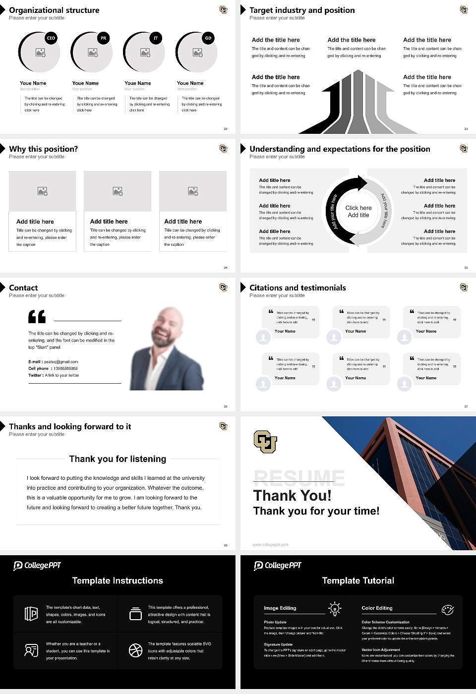 University of Colorado Colorado Springs Resume PPT Template16:9 ratio PPT effect preview image4