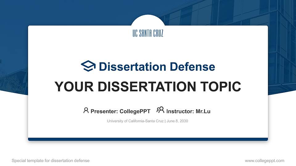 University of California-Santa Cruz Graduation Thesis Defense PPT Template16:9 ratio PPT effect preview image