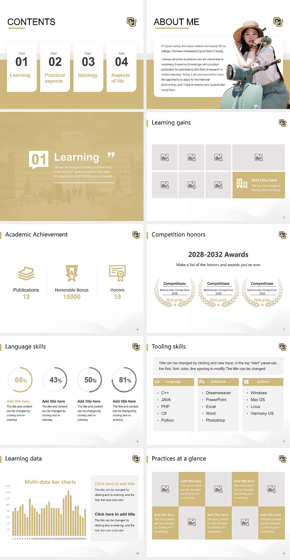 University of Colorado Anschutz Medical Campus National Scholarship Defense PPT Template4:3 ratio PPT effect preview image2