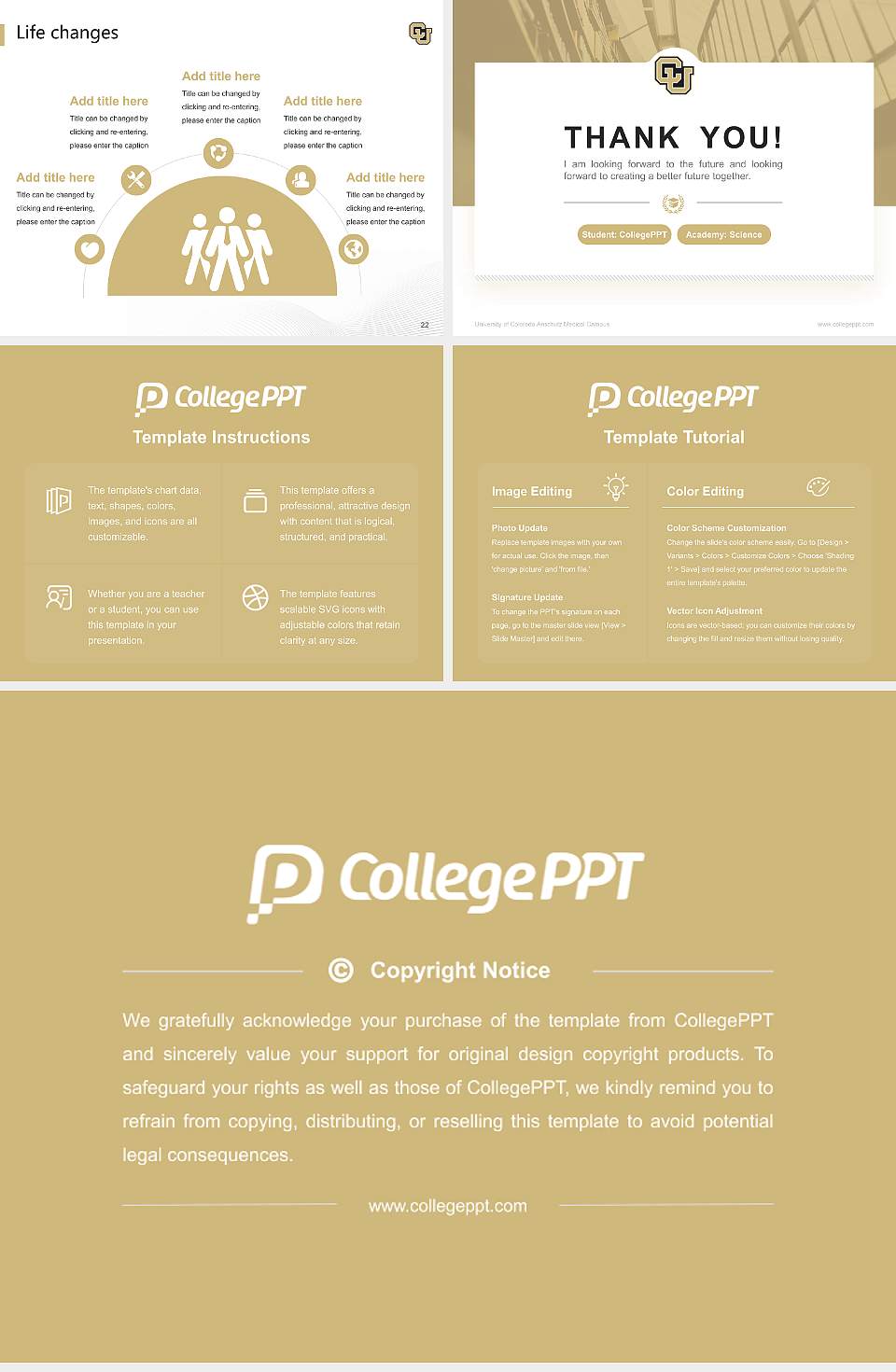 University of Colorado Anschutz Medical Campus National Scholarship Defense PPT Template4:3 ratio PPT effect preview image4