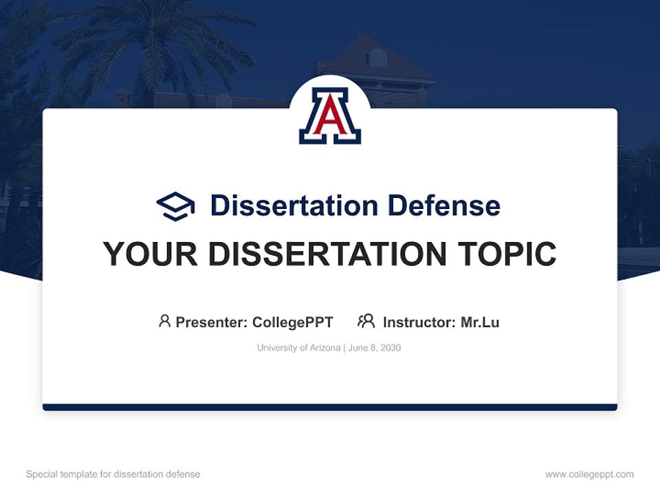 University of Arizona Graduation Thesis Defense PPT Template4:3 ratio PPT effect preview image7