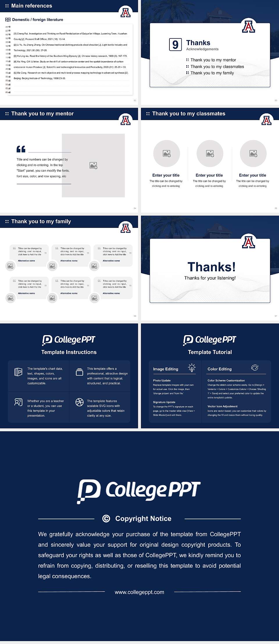 University of Arizona Graduation Thesis Defense PPT Template4:3 ratio PPT effect preview image7