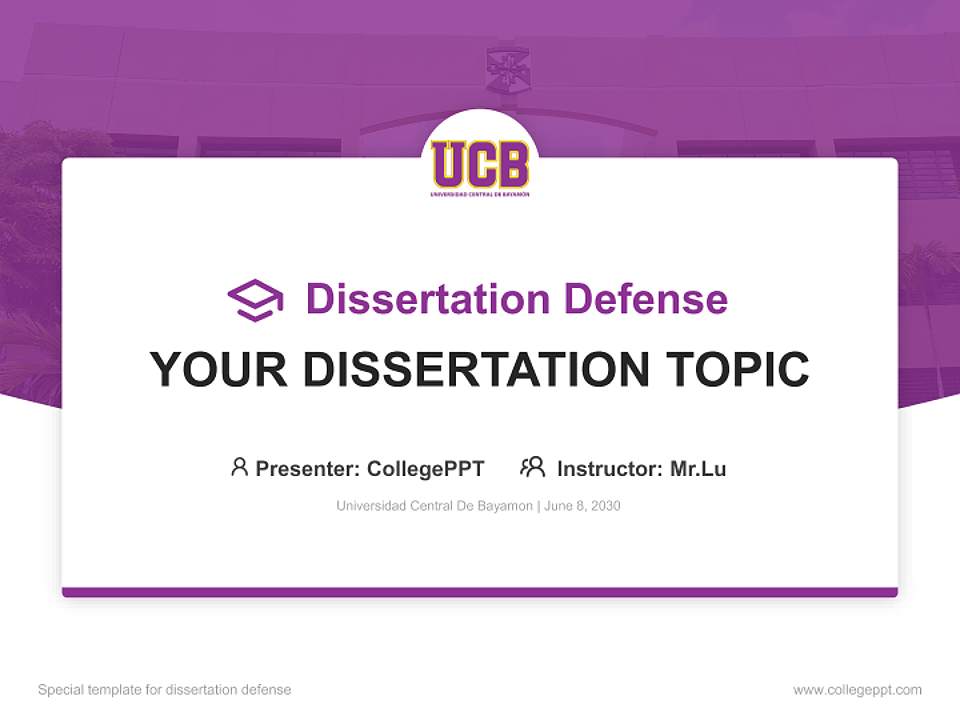 Universidad Central De Bayamon Graduation Thesis Defense PPT Template4:3 ratio PPT effect preview image7