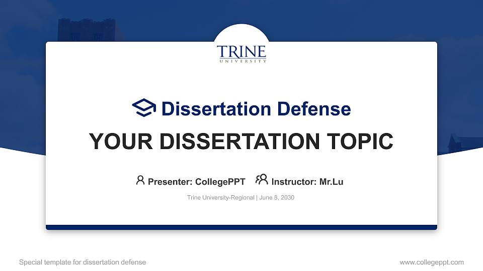 Trine University-Regional Graduation Thesis Defense PPT Template16:9 ratio PPT effect preview image