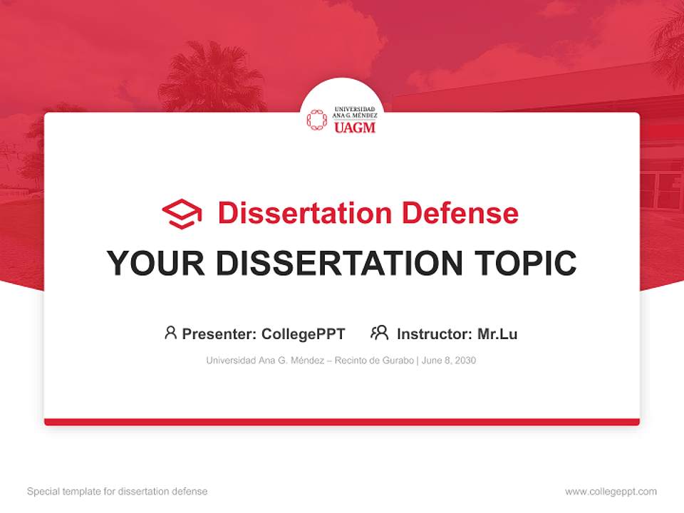 Universidad Ana G. Méndez – Recinto de Gurabo Graduation Thesis Defense PPT Template4:3 ratio PPT effect preview image7