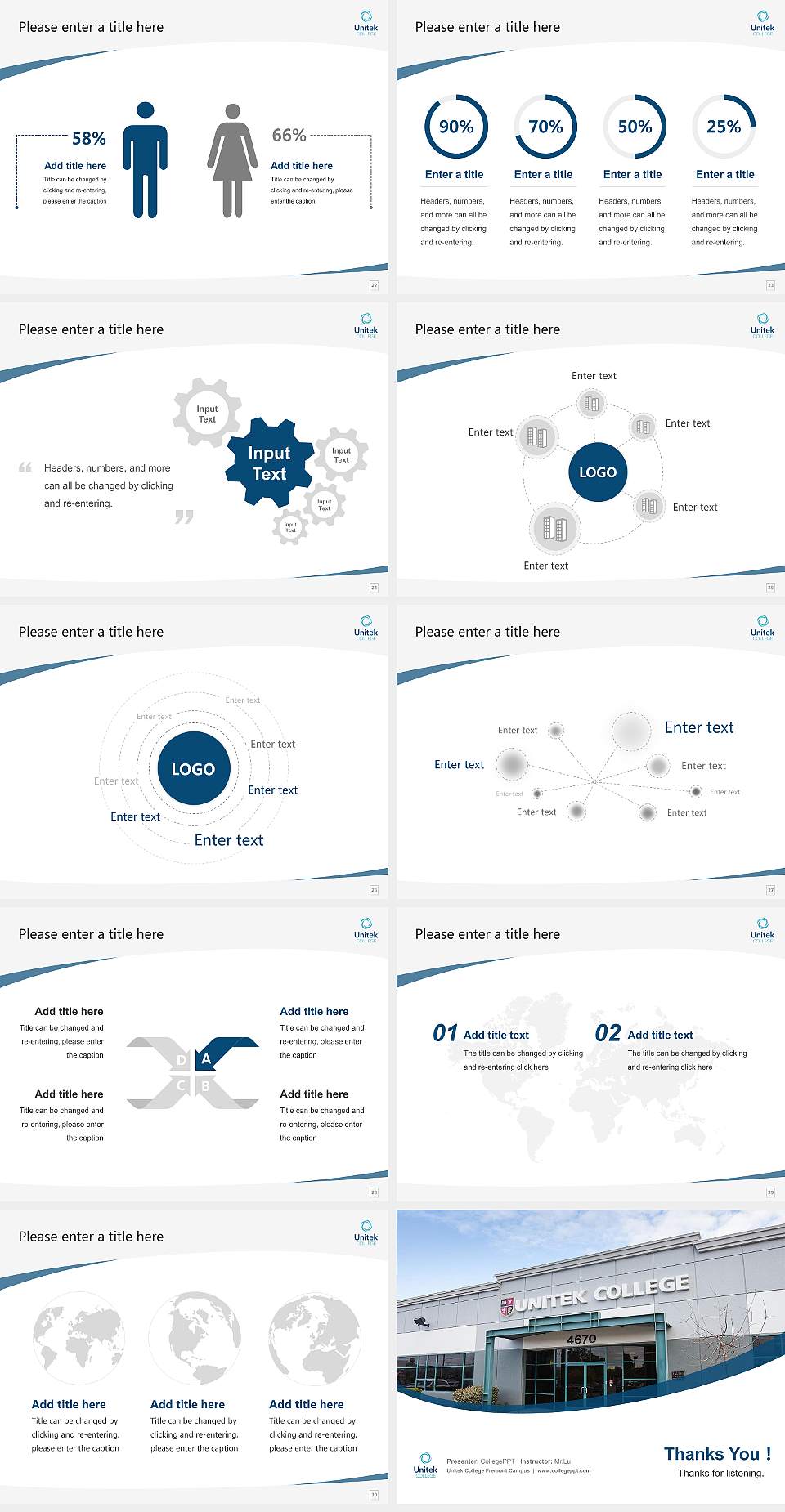 Unitek College Fremont Campus Course/Courseware Creation PPT Template4:3 ratio PPT effect preview image4