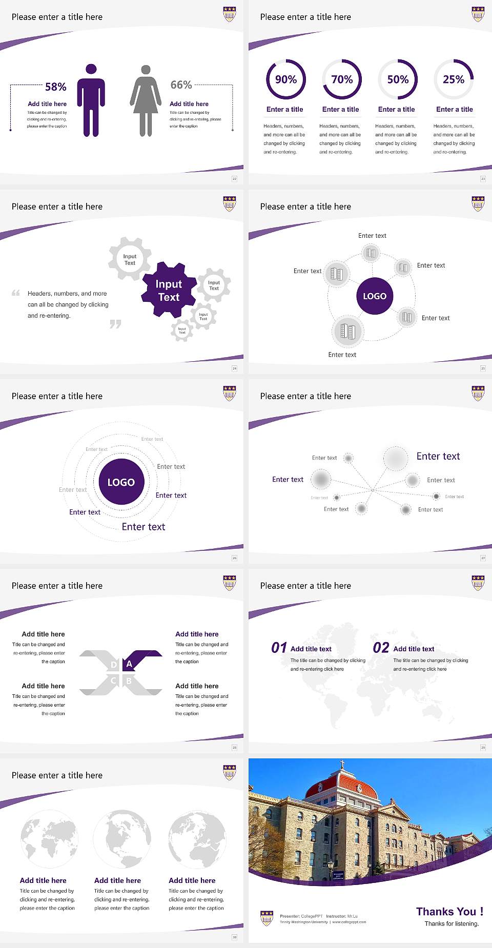 Trinity Washington University Course/Courseware Creation PPT Template4:3 ratio PPT effect preview image4