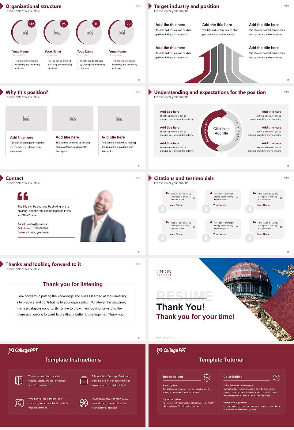 Union College Resume PPT Template16:9 ratio PPT effect preview image4