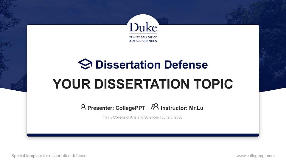 Trinity College of Arts and Sciences Graduation Thesis Defense PPT Template16:9 ratio PPT effect preview image