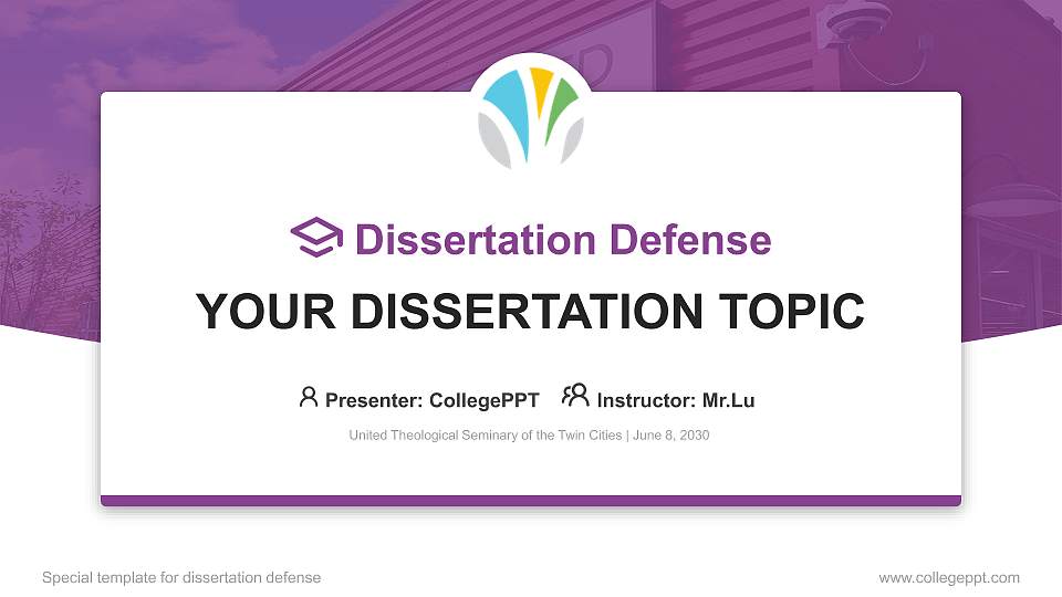United Theological Seminary of the Twin Cities Graduation Thesis Defense PPT Template16:9 ratio PPT effect preview image
