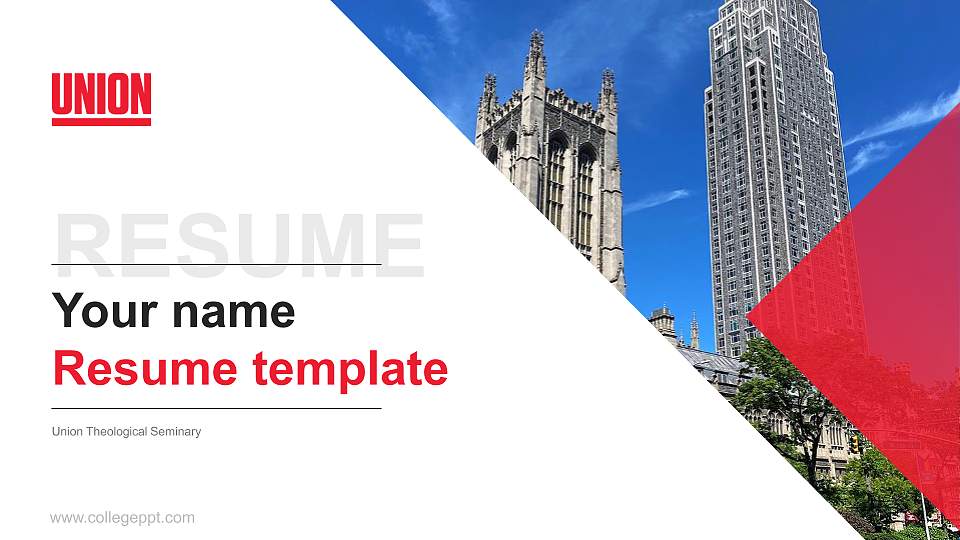 Union Theological Seminary Resume PPT Template16:9 ratio PPT effect preview image