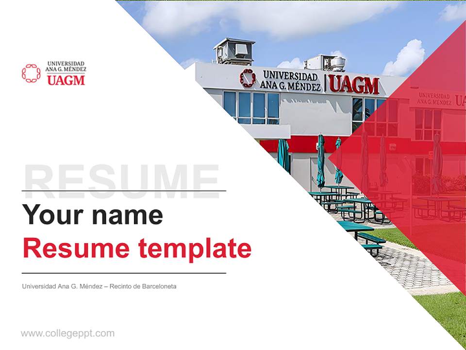 Universidad Ana G. Méndez – Recinto de Barceloneta Resume PPT Template4:3 ratio PPT effect preview image5