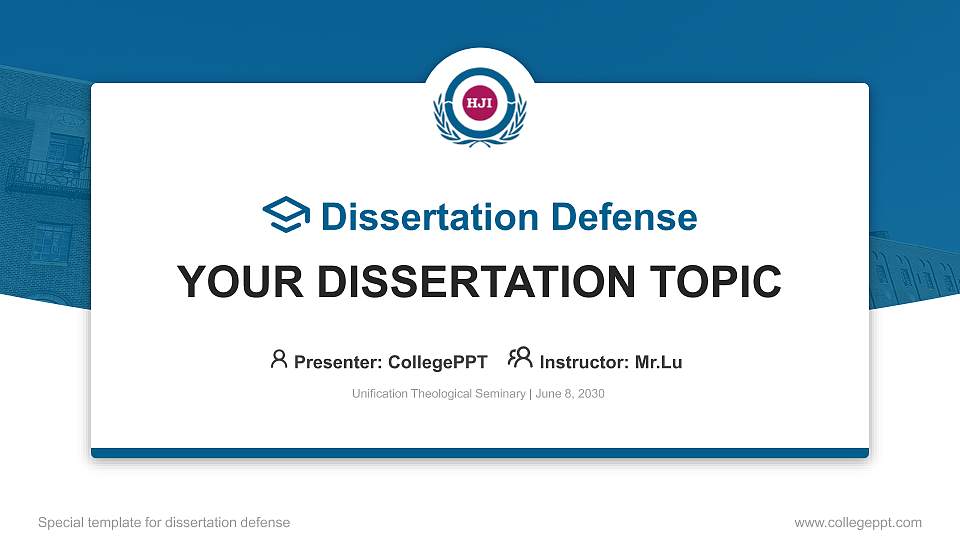 Unification Theological Seminary Graduation Thesis Defense PPT Template16:9 ratio PPT effect preview image