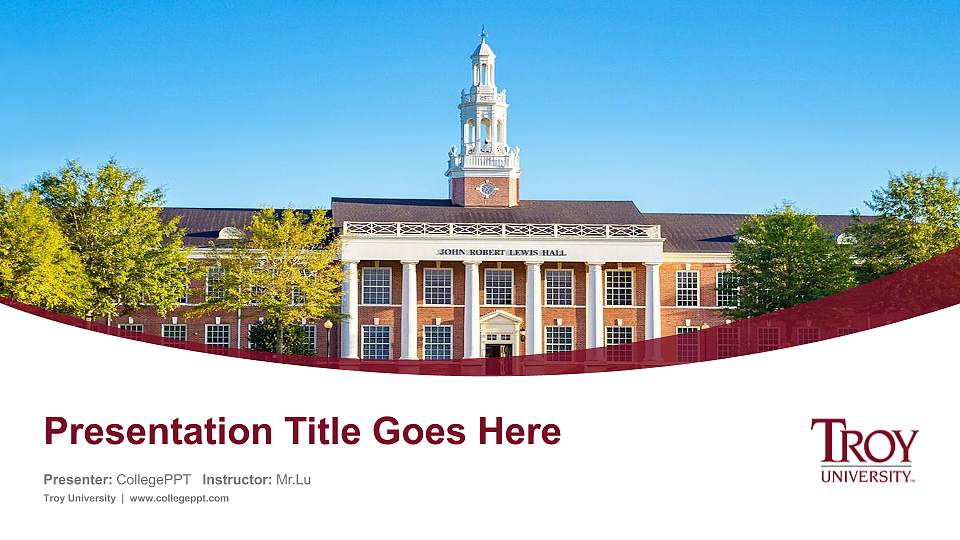 Troy University Course/Courseware Creation PPT Template16:9 ratio PPT effect preview image