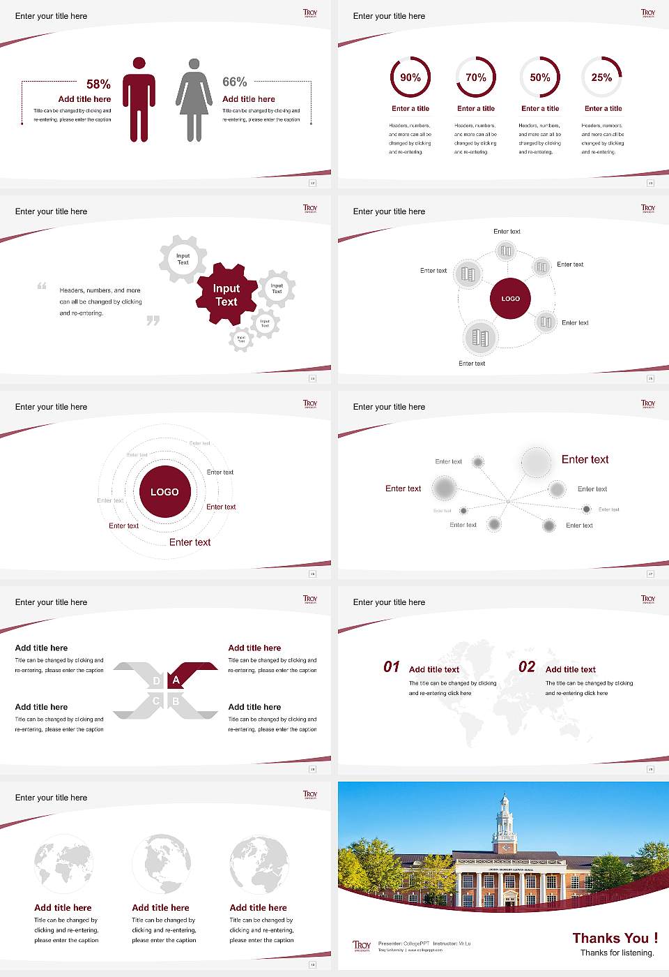 Troy University Course/Courseware Creation PPT Template16:9 ratio PPT effect preview image4