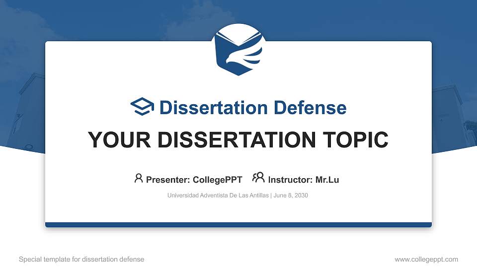 Universidad Adventista De Las Antillas Graduation Thesis Defense PPT Template16:9 ratio PPT effect preview image