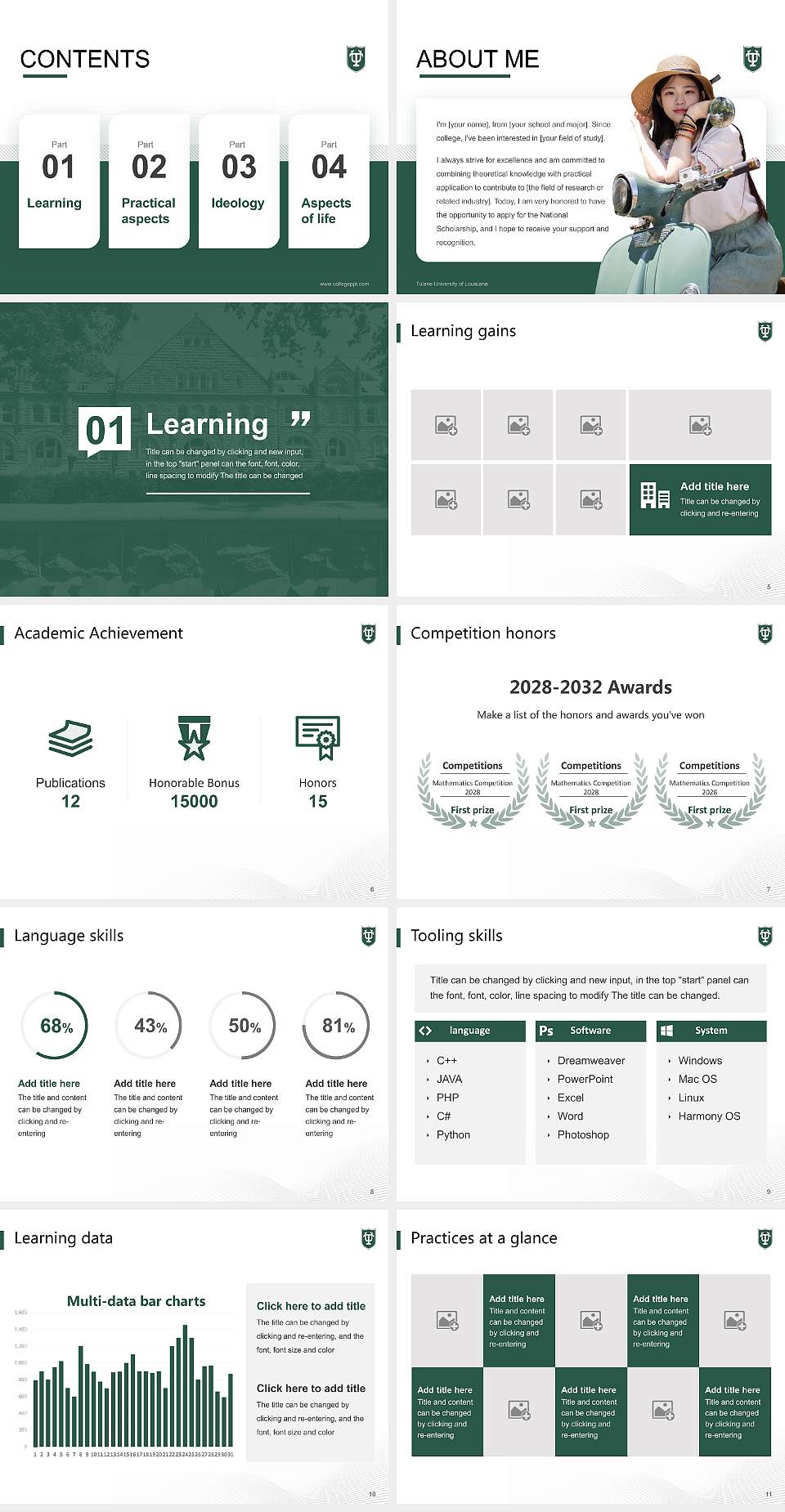 Tulane University of Louisiana National Scholarship Defense PPT Template4:3 ratio PPT effect preview image2