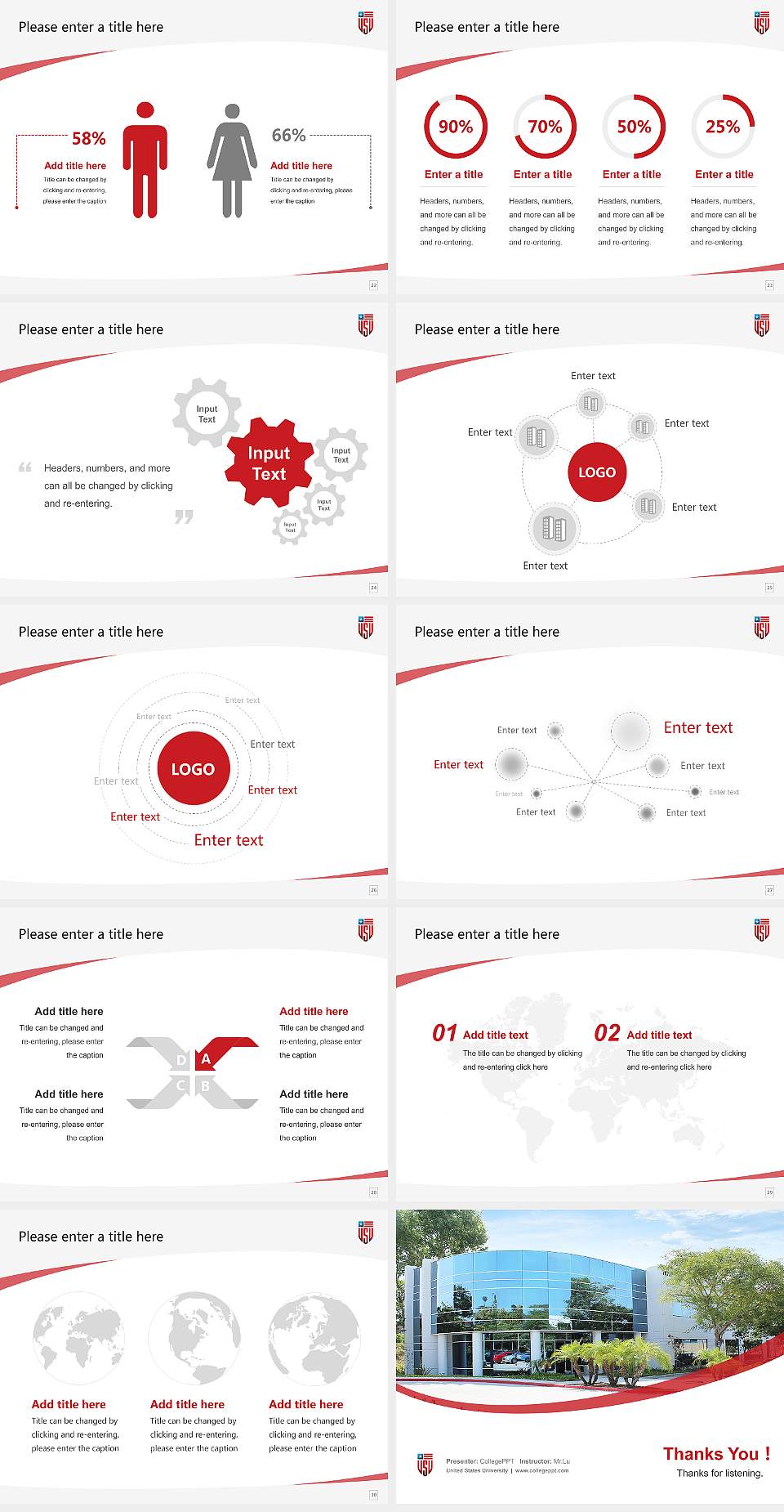 United States University Course/Courseware Creation PPT Template4:3 ratio PPT effect preview image4