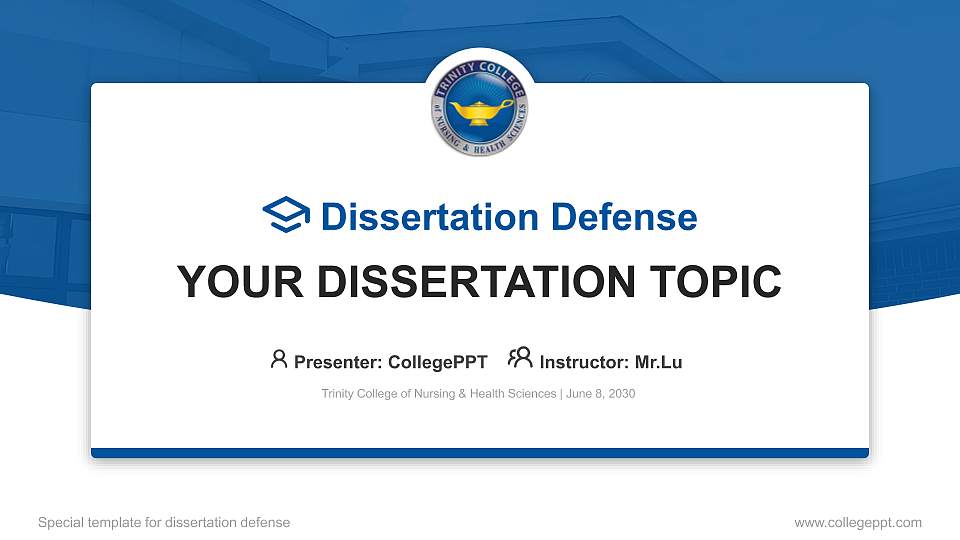 Trinity College of Nursing & Health Sciences Graduation Thesis Defense PPT Template16:9 ratio PPT effect preview image