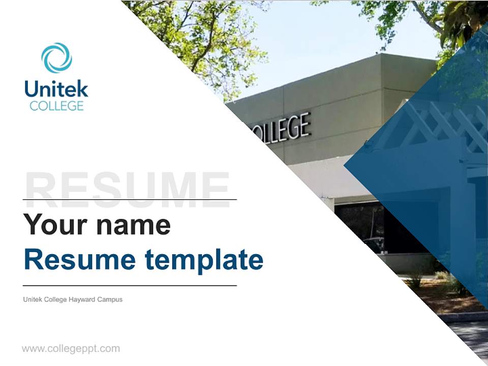 Unitek College Hayward Campus Resume PPT Template4:3 ratio PPT effect preview image5