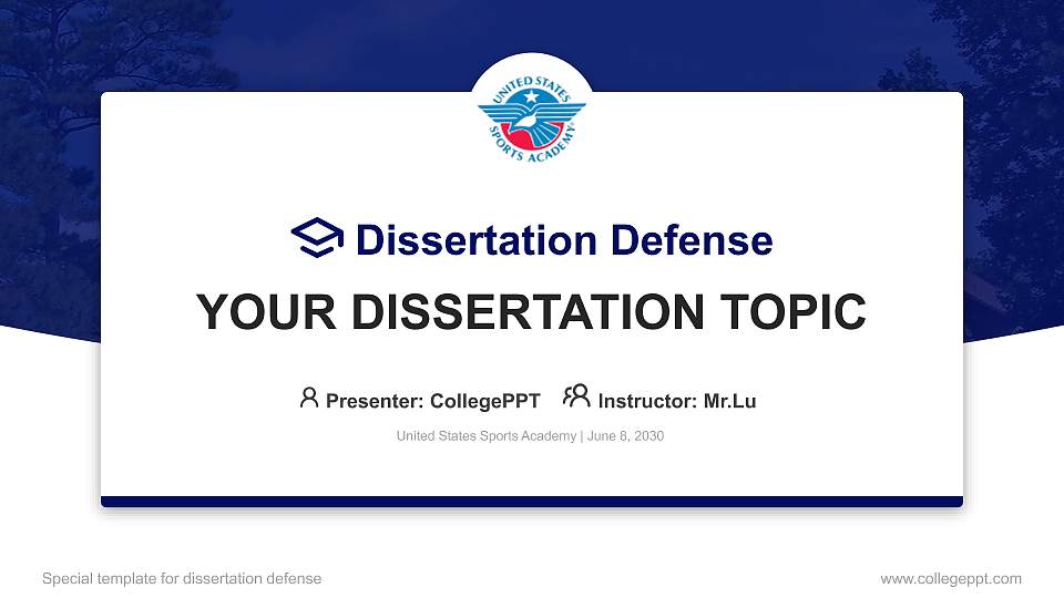 United States Sports Academy Graduation Thesis Defense PPT Template16:9 ratio PPT effect preview image