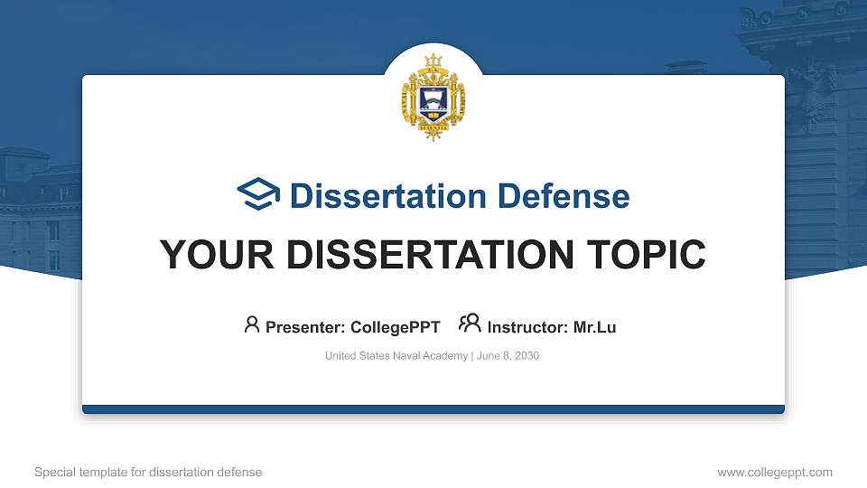 United States Naval Academy Graduation Thesis Defense PPT Template16:9 ratio PPT effect preview image
