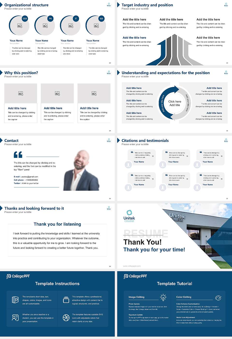 Unitek College Sacramento Campus Resume PPT Template16:9 ratio PPT effect preview image4