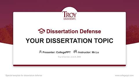 Troy University Graduation Thesis Defense PPT Template
