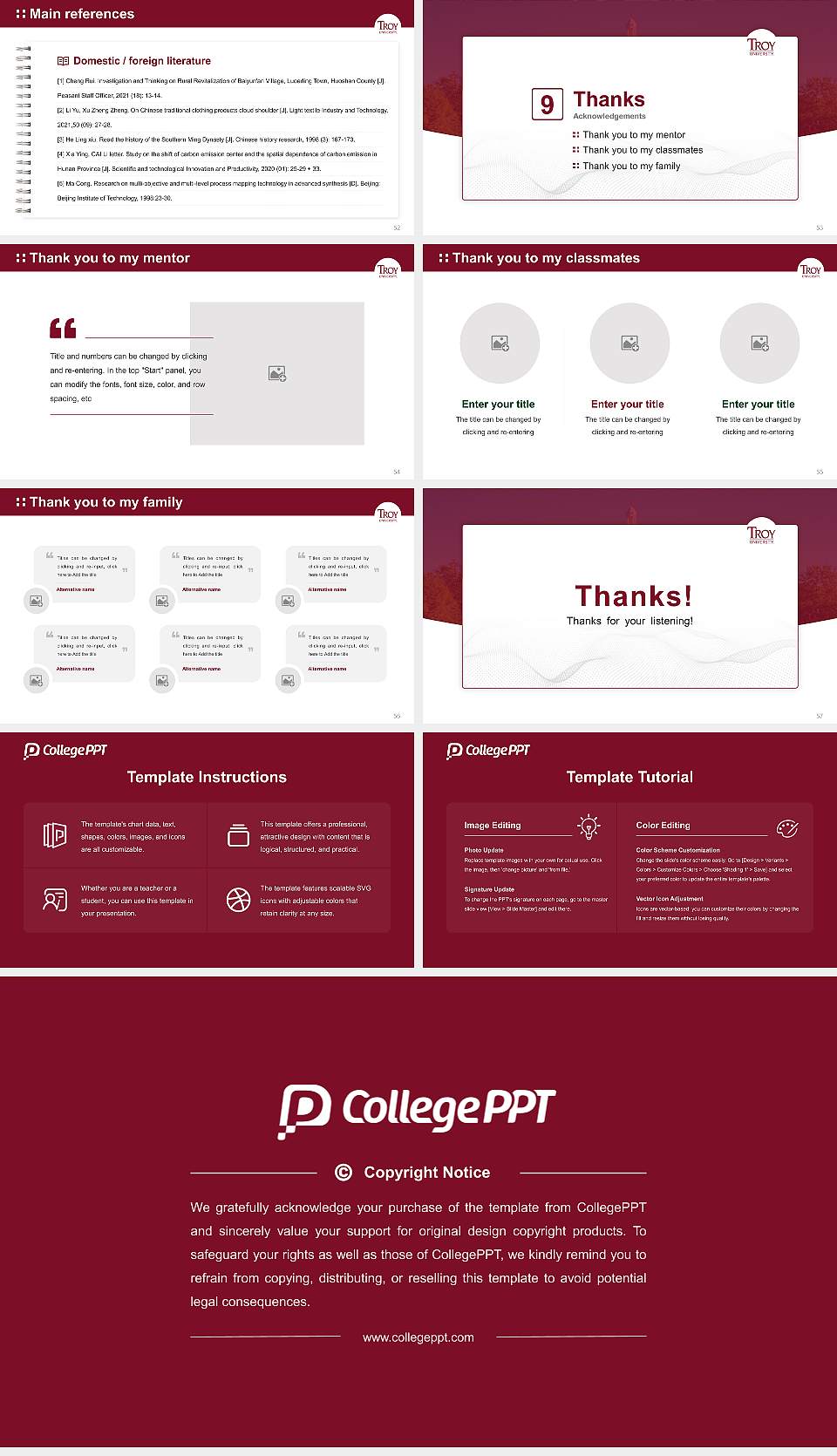 Troy University Graduation Thesis Defense PPT Template16:9 ratio PPT effect preview image7