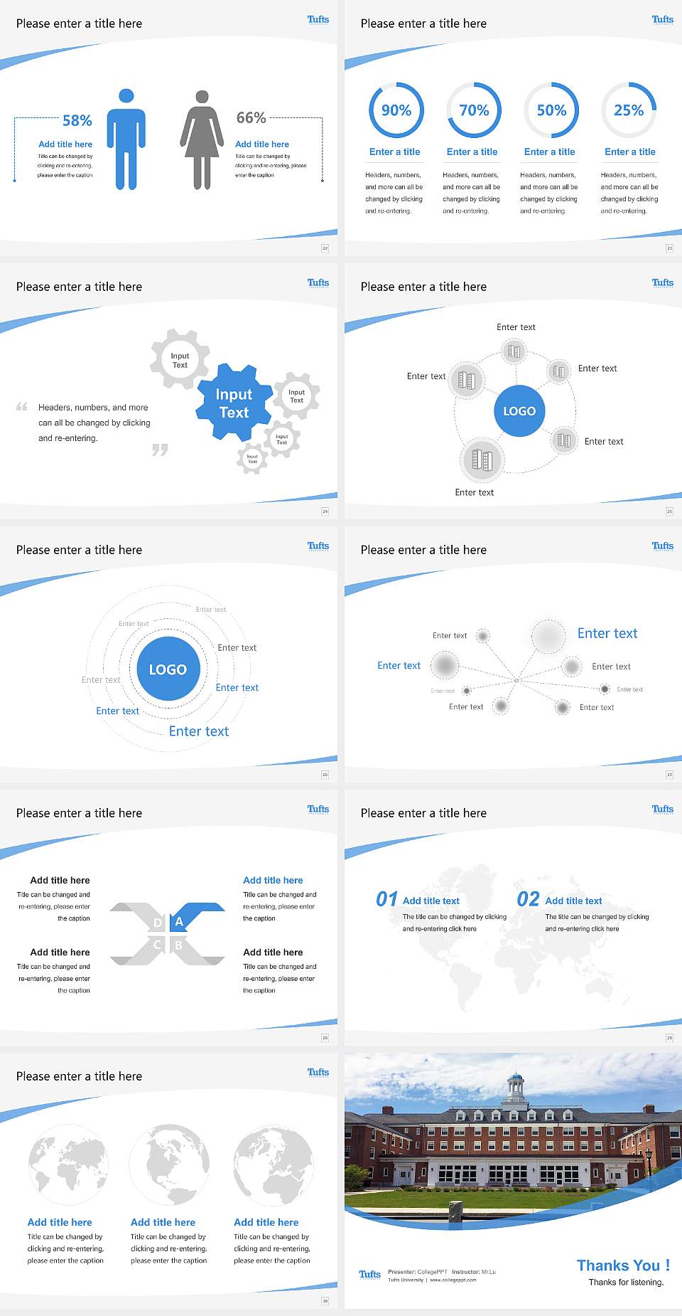 Tufts University Course/Courseware Creation PPT Template4:3 ratio PPT effect preview image4