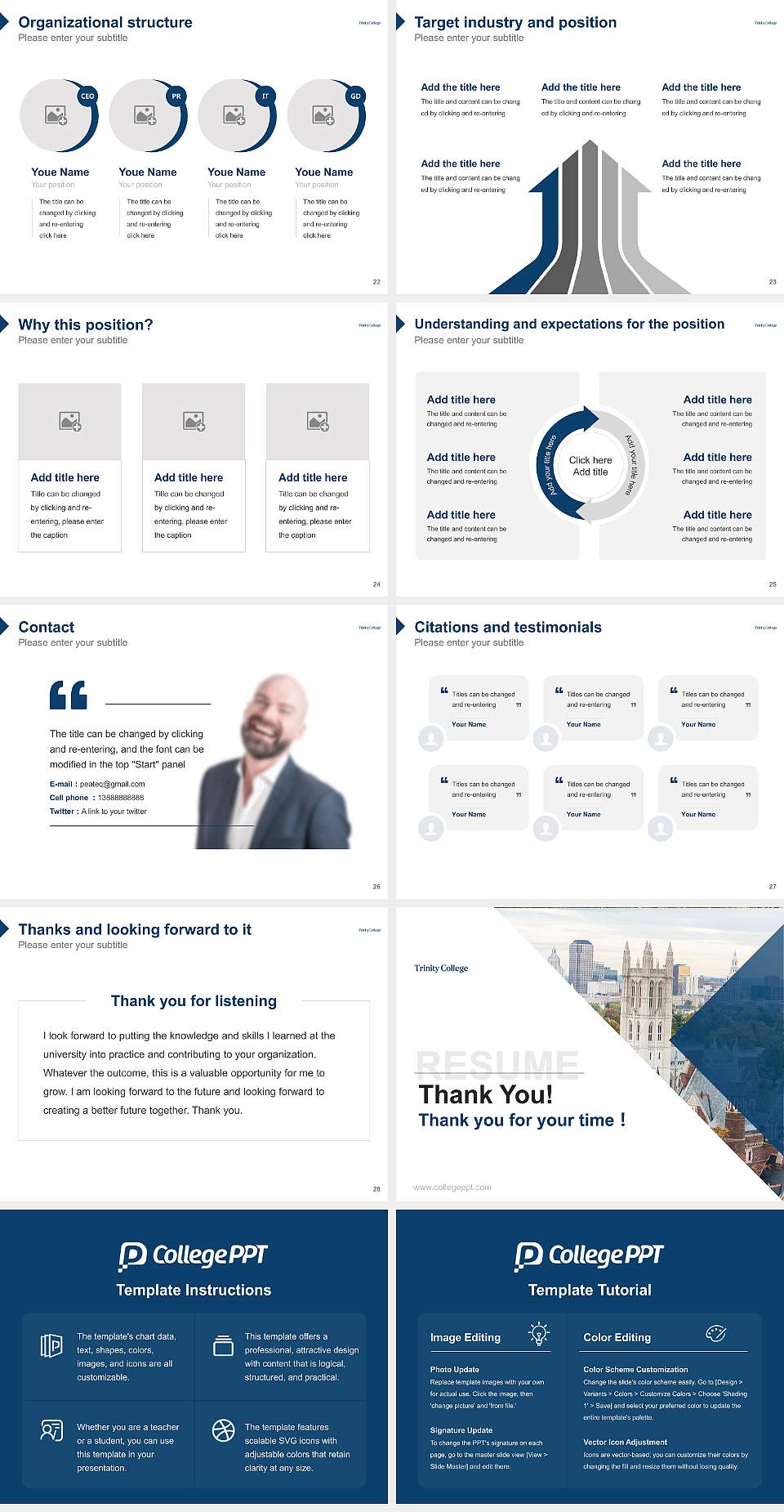 Trinity College (Connecticut) Resume PPT Template4:3 ratio PPT effect preview image4