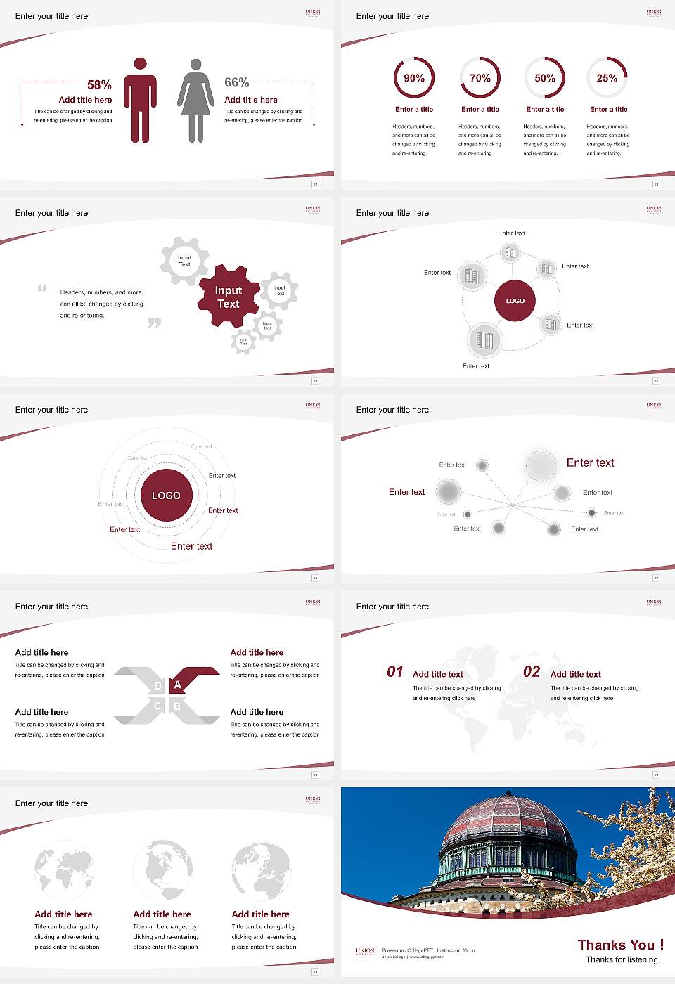 Union College Course/Courseware Creation PPT Template16:9 ratio PPT effect preview image4