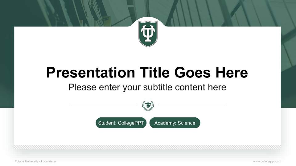 Tulane University of Louisiana National Scholarship Defense PPT Template16:9 ratio PPT effect preview image