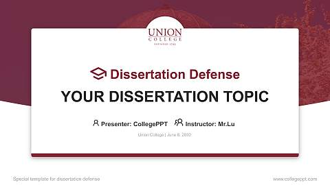 Union College Graduation Thesis Defense PPT Template