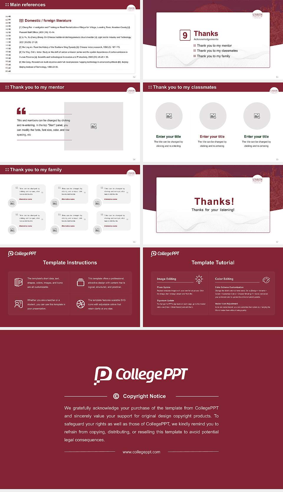 Union College Graduation Thesis Defense PPT Template16:9 ratio PPT effect preview image7