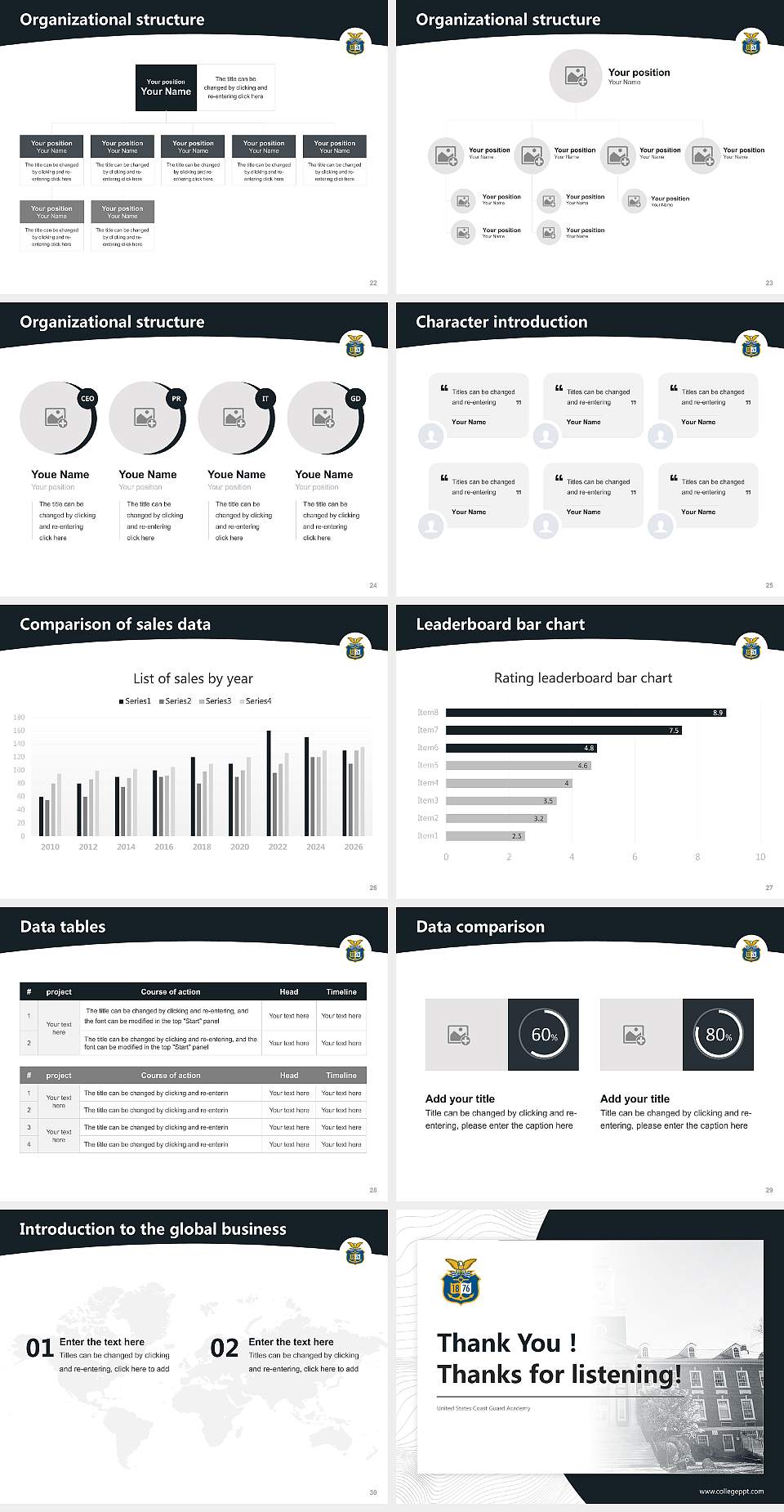 United States Coast Guard Academy Academic Presentation/Research Findings Report PPT Template4:3 ratio PPT effect preview image4
