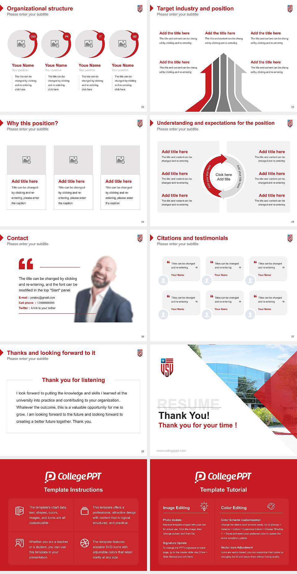 United States University Resume PPT Template4:3 ratio PPT effect preview image4